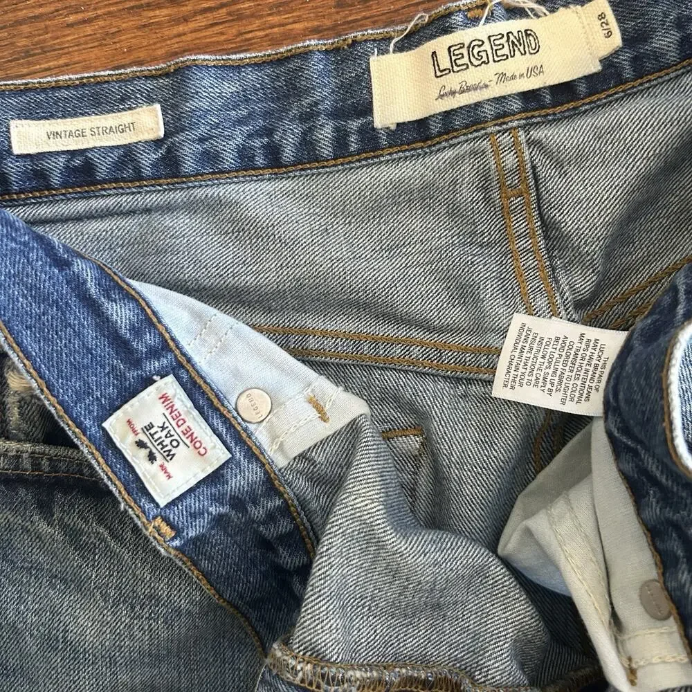 Lucky Brand Legend Vintage Straight Jeans Two Tone White Oak Cone Denim Sz 6